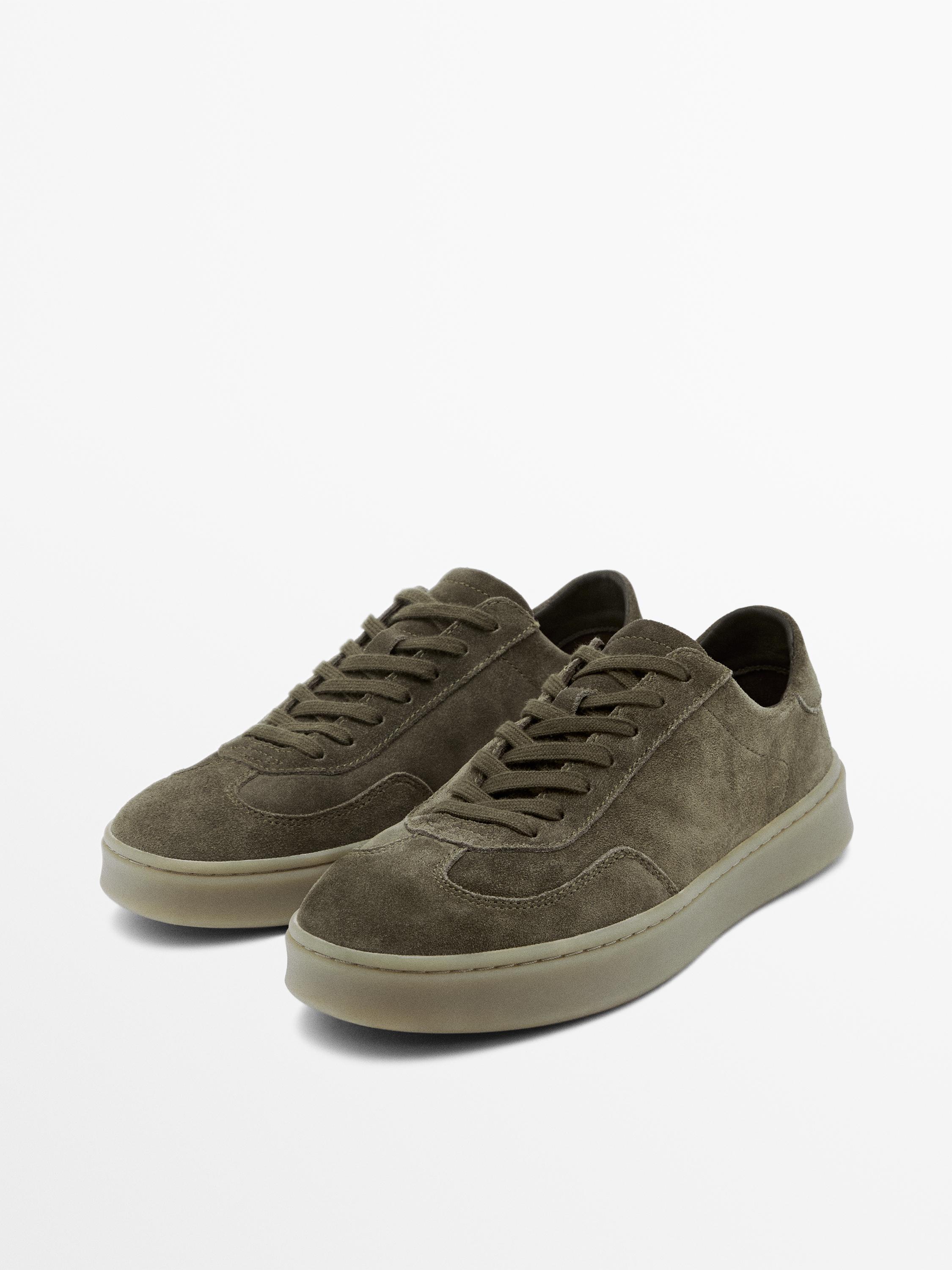Split suede leather trainers